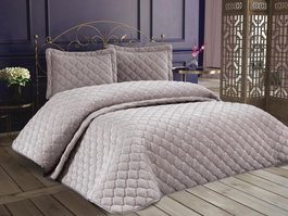 L'essentiel linge de maison Juego de Colcha Doble de Terciopelo Gris